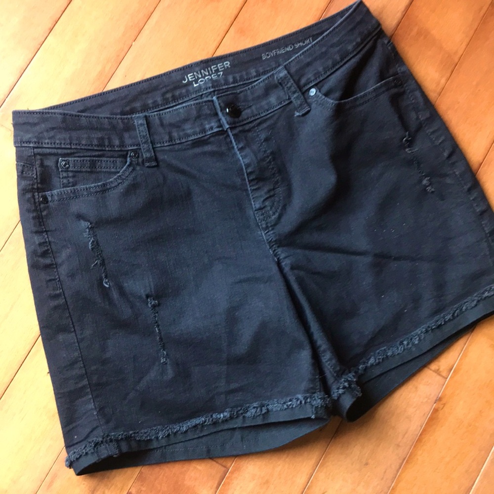 Jennifer Lopez Boyfriend Black Denim Shorts 10